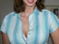 Tall curvy MILF shows her big tits