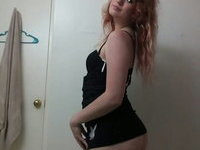 Chubby redhead teen GF shows thick ass and tiny tits