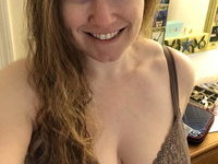 Smiling curvy wife with giant tits, big  ass and hairy cunt