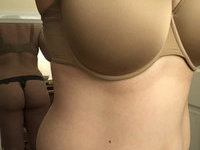 Smiling curvy wife with giant tits, big  ass and hairy cunt