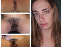 Small tit wife sucks cock and hairy pussy spread