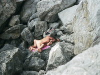 Nudists at seaside