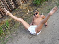 Russian amateur blonde GF posing nude outdoor