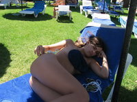 Young amateur GF Bethany sunbathing topless