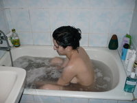 Brunette amateur wife naked at bath