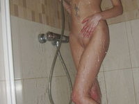 Blonde wife Victoria takes shower