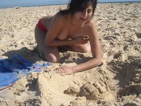 Brunette amateur wife at vacation