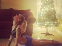 Blonde amateur MILF naked yoga and selfies