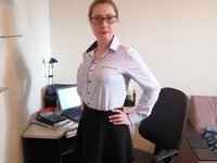 Office worker in black stockings
