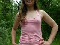 Amateur sweetie plays with her pussy outdoors