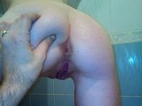 Teasing at shower before she sucks my dick