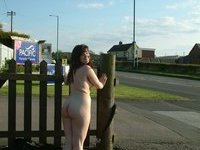 Nude posing on street