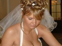 Sexy brides try on their dresses
