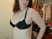 Cute amateur wife in glasses exposed