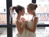 Blonde teen babe alone and with friend