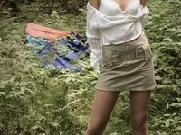 Submissive amateur slut at forest