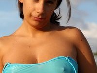 Amateur wife showing her tits outdoors