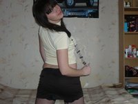 Russian amateur brunette GF posing at home
