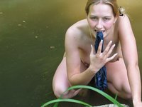 Blonde amateur wife naked at lake