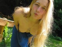 Blonde amateur wife naked at lake