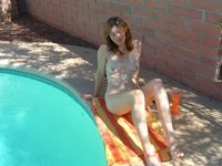 near pool with my wife