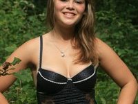 So sweet amateur babe posing at forest