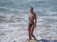 Sexy amateur wife at summer vacation