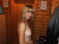 Blonde amateur GF naked at sauna