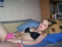 Young amateur blonde GF in her room
