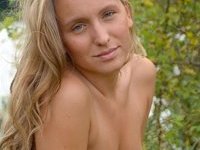 Amazing amateur blonde babe nude outdoors