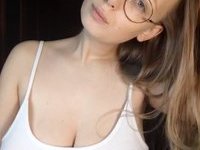 Nerdy glasses GF showing her tits
