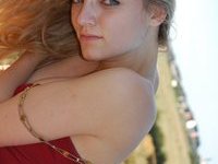 Young amateur blonde GF posing outdoors
