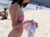 sweet amateur brunette girlfriend naked at beach
