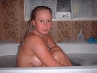 Sexy amateur blonde wife posing for husband
