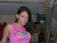 Sexy amateur brunette GF posing at home