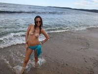 Sexy wife topless at seaside