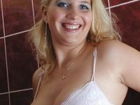 Blonde amateur MILF with hairy pussy