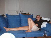 Blonde amateur wife posing for hubby