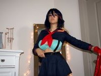 Sexy cosplay babe with big tits