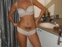 Amateur wife showing tight body with tattoo