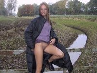 Amateur wife showing her pussy outdoors