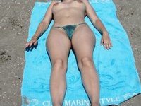 Shaved latina beach wife