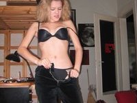 Blond amateur wife posing at home