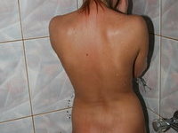 Teenage babe naked at shower