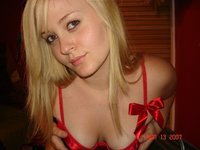 Blond GF nude on cam for first time