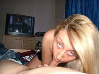 Blowjob from amateur blond wife