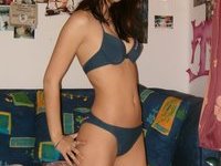 Amateur brunette posing naked