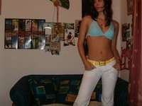 Amateur brunette posing naked