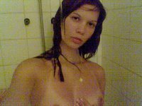 Amateur brunette posing naked