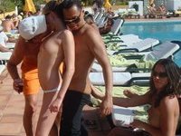 Topless sluts at pool